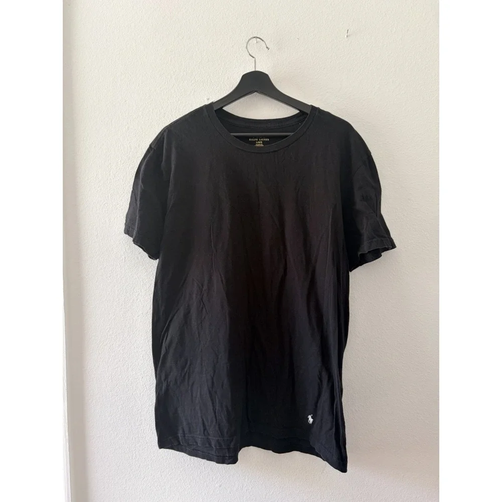 Polo Ralph Lauren Men's Black T-Shirt Classic Fit Bottom Hem Logo Size Large
